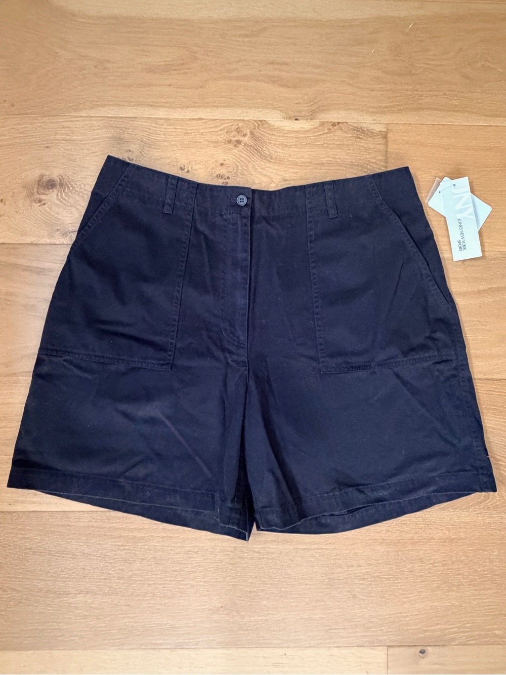 NWT Vintage Jones New York Utility Shorts Black Cotton Sz 16 Preppy Summer Wms